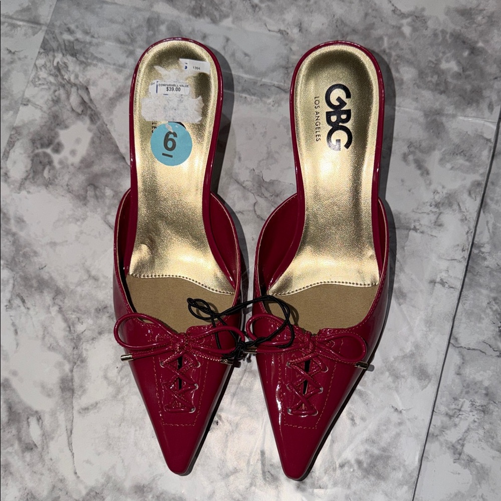 GBG Los Angeles Red Patent Mules